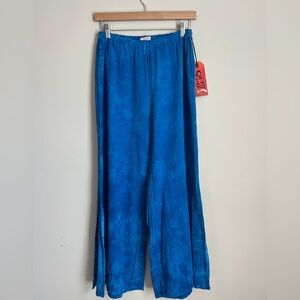 New Oh My Gauze Womens Sz 1 Blue Tie Dye Wide Leg Pants Laganlook Minimalist S/M